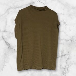 Madewell Olive green Oversized Ribbed Zigzag Pattern Funnelneck Tunic Top small